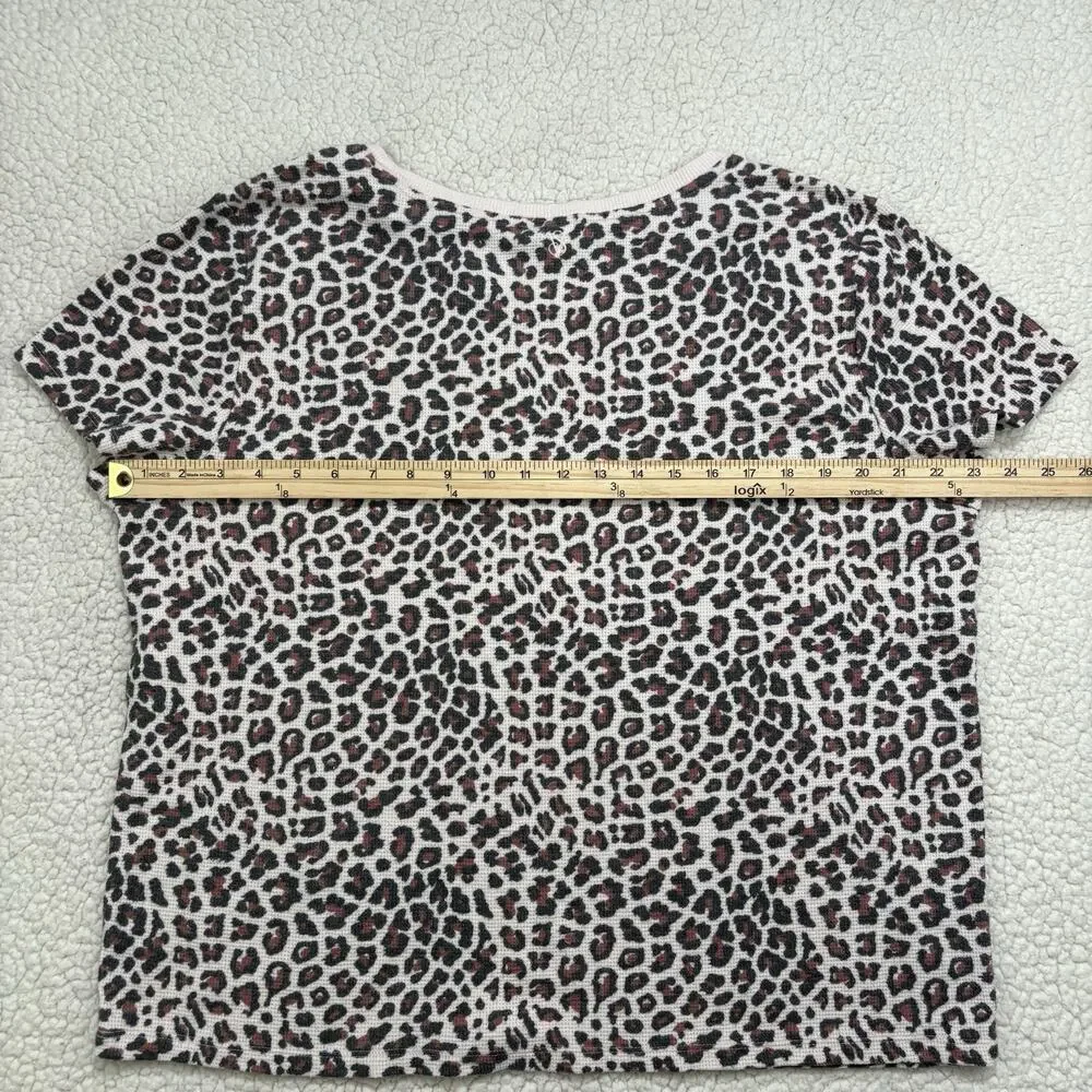 Victoria's Secret Waffle Knit Lounge Set Leopard Tee &‎ Joggers Size XL Cheetah